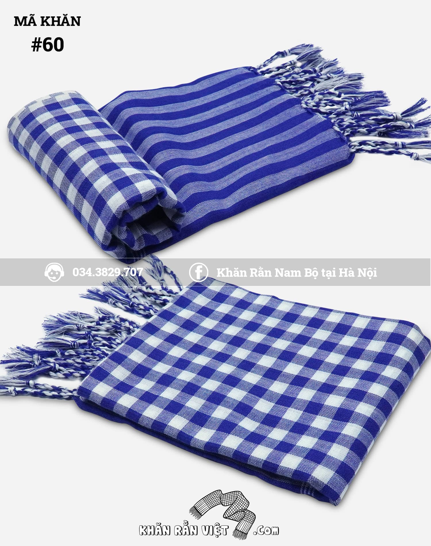 Khăn Rằn tua Xanh Dương - Ảnh 5